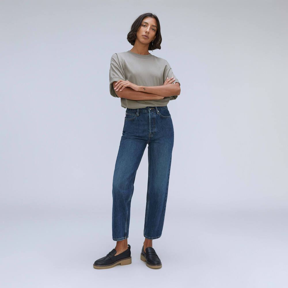Everlane High-Rise Straight Leg Jeans - Dark Blue